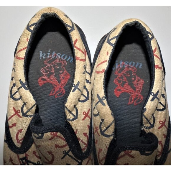 Kitson LA 6.5 US Anchor slip-on sneakers beige, navy, red - Picture 3 of 7